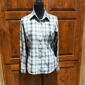 Plaid Button Down Shirt - Blue and Yellow